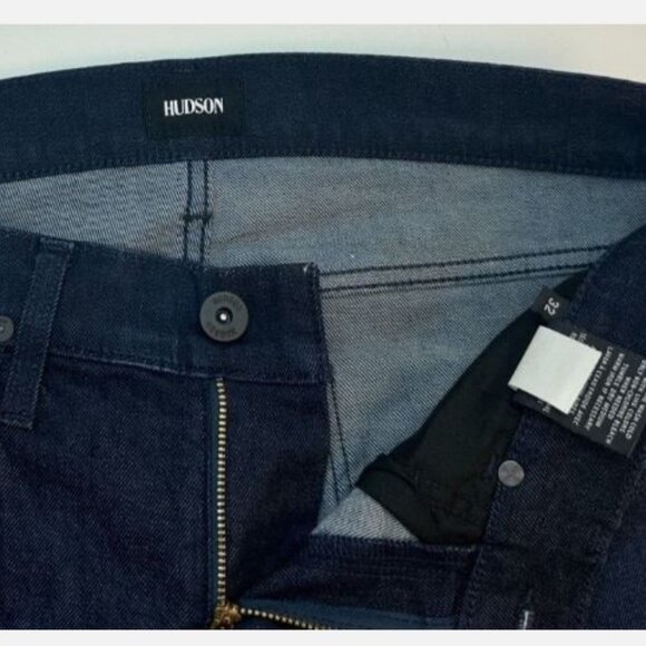Hudson BYRON Size W32 L34 Straight Stretch Men's Jeans Dark Blue New - Picture 7 of 15
